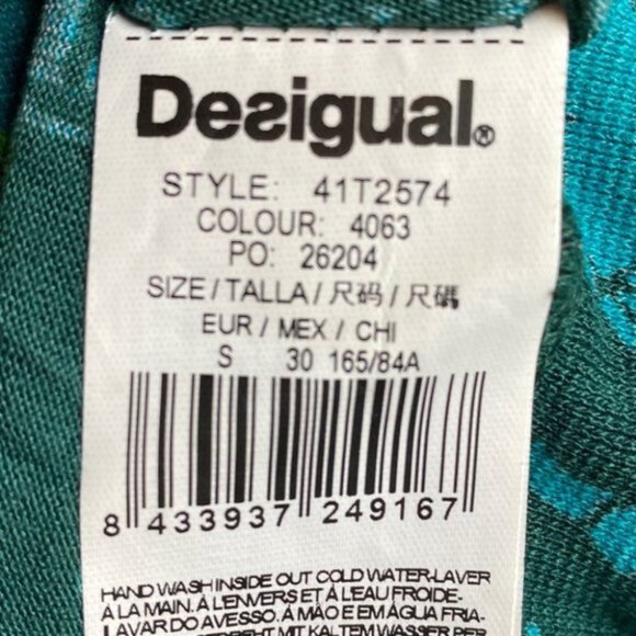 Desigual Teal Short Dolman Sleeve Oversized Top - Picture 9 of 10